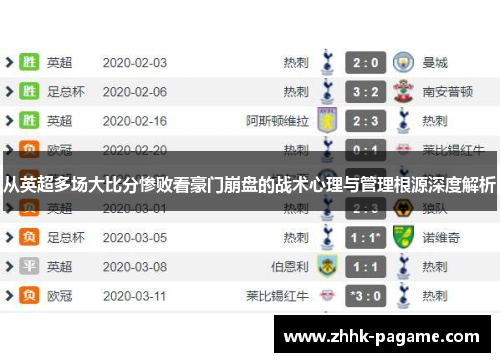 从英超多场大比分惨败看豪门崩盘的战术心理与管理根源深度解析 从英超多场大比分惨败看豪门崩盘的战术心理与管理根源深度解析